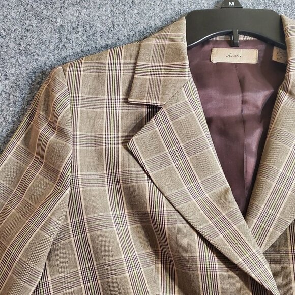 Vintage  I.e Adult Women Business Blazer Jacket Brown Striped Size 8 - Picture 3 of 12